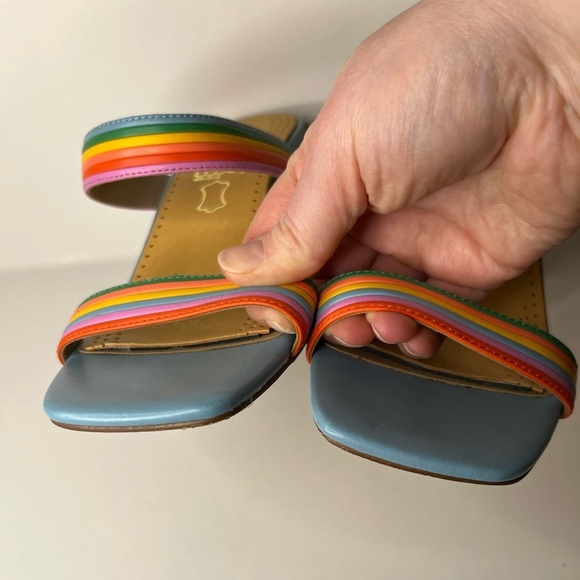 Ann Taylor Machelle Rainbow Leather Block Heel Sandals - Picture 6 of 14